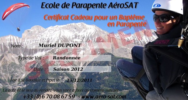 Offrez un CERTIFICAT CADEAU